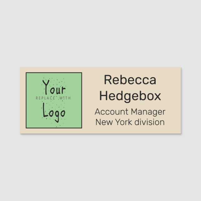 Professional Custom Company Logo and Text Name Tag (Front)