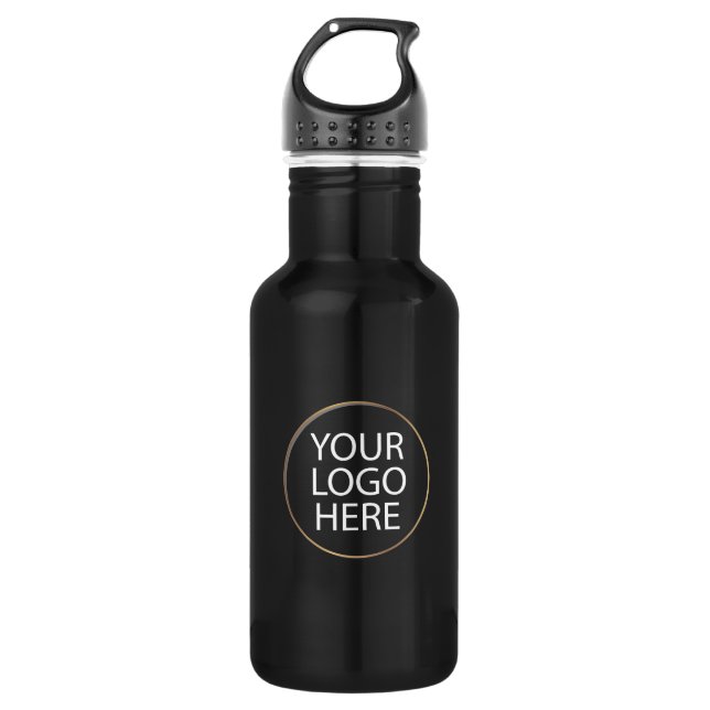 Professional Custom Company Logo Business Black  532 Ml Water Bottle (Front)