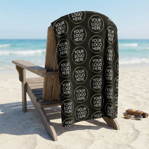 Professional Custom Company Logo Business Black Beach Towel