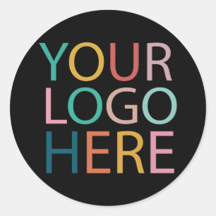 Professional Custom Company Logo Business Black Classic Round Sticker