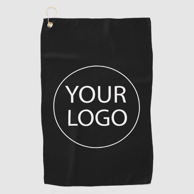 Professional Custom Company Logo Business Black Golf Towel (Front)