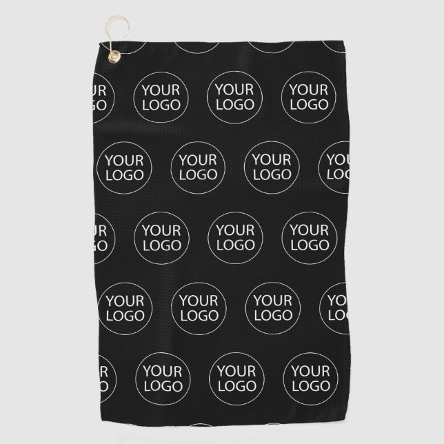 Professional Custom Company Logo Business Black Golf Towel (Front)