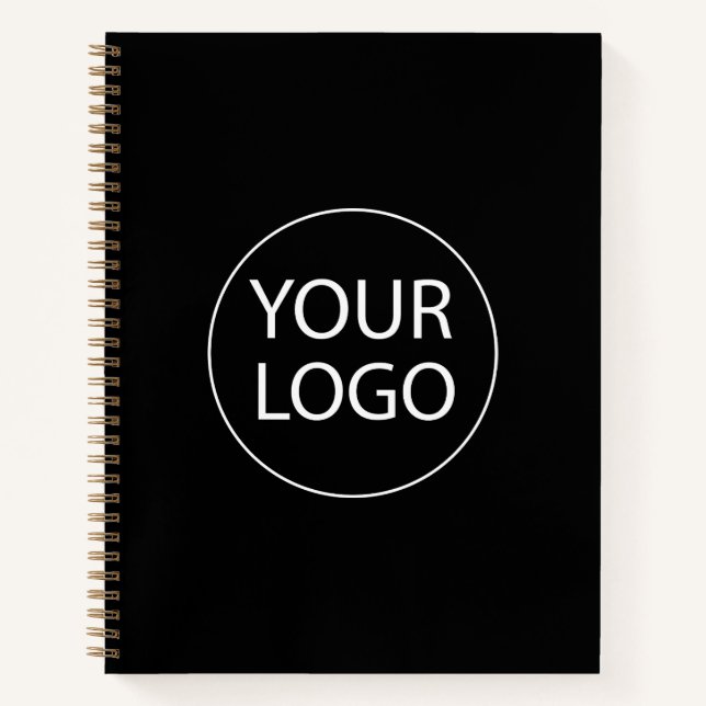 Professional Custom Company Logo Business Black Notebook (Front)