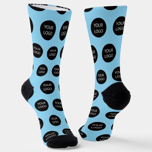 Professional Custom Company Logo Business Blue Socks (Angled)