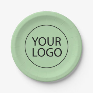Professional Custom Company Logo Business Green Paper Plate