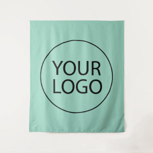 Professional Custom Company Logo Business Green Tapestry