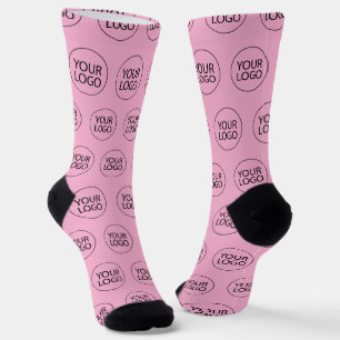 Professional Custom Company Logo Business Pink Socks