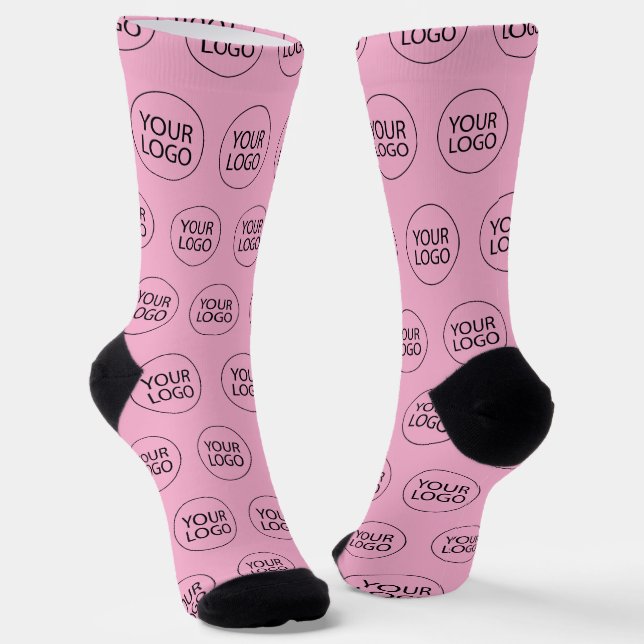 Professional Custom Company Logo Business Pink Socks (Angled)