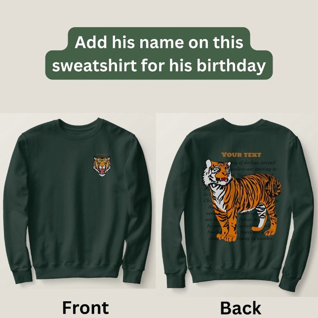 Professional custom design Brown tiger Olive green Sweatshirt (Creator Uploaded)