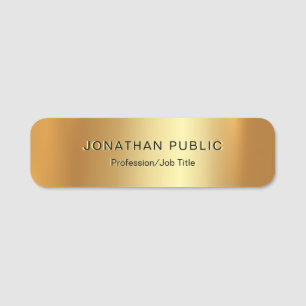 Professional Custom Elegant Simple Template Gold Name Tag