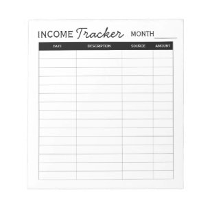 Professional custom income tracker for business notepad