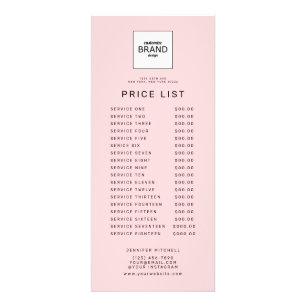 Professional Custom Logo Blush Price Service List  Rack Card