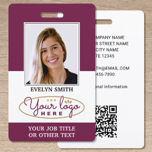 Professional Custom Logo ID Security Plum Badge
