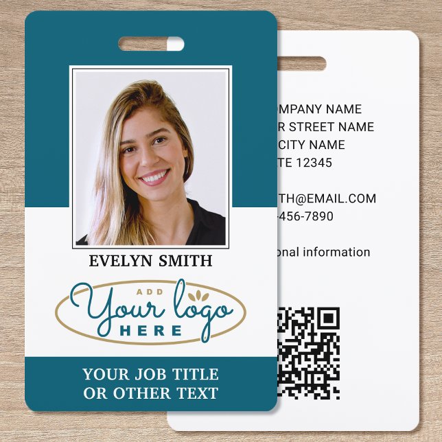 Professional Custom Logo ID Security Teal ID Badge (Creator Uploaded)