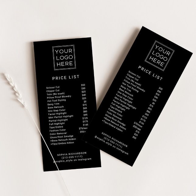Professional Custom Logo | Price List Services Rack Card (Creator Uploaded)