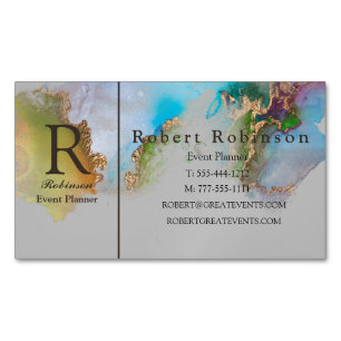 Professional Custom Marble Blue Green Gold Magnetic Business Card