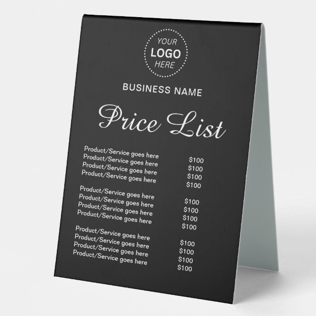 Professional Custom Name Logo Services Price List (Front)
