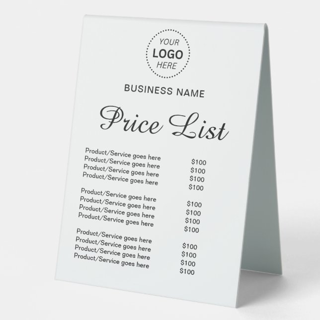 Professional Custom Name Logo Services Price List (Front)