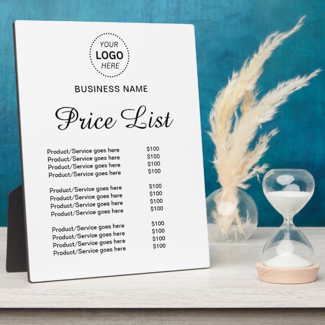 Professional Custom Name Logo Services Price List Plaque (Side)