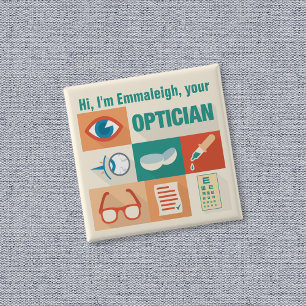 Professional Custom Optician Iconic Design 15 Cm Square Badge