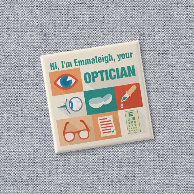 Professional Custom Optician Iconic Design 15 Cm Square Badge (Creator Uploaded)
