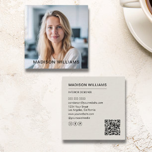 Professional Custom Photo QR Social Media Square Business Card
