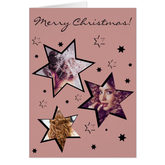 Professional Custom Photo Stars Christmas Cards (Front)