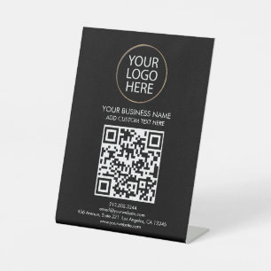 Professional Custom QR Code Business Logo Text  Pedestal Sign