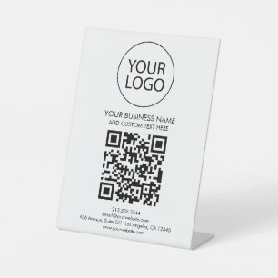 Professional Custom QR Code Business Logo Text  Pedestal Sign