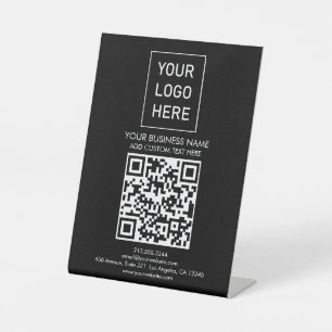 Professional Custom QR Code Business Logo Text  Pedestal Sign