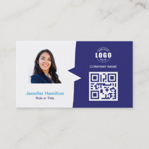 Professional Custom QRCode Photo Blue Business Car Card