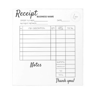 Professional Custom receipts for business Notepad