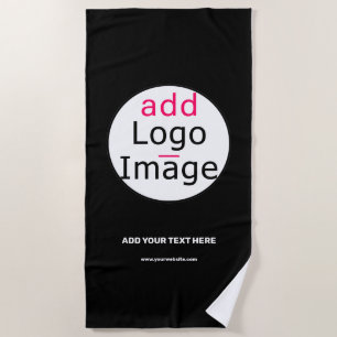Professional Customisable Business Brand Black  Beach Towel