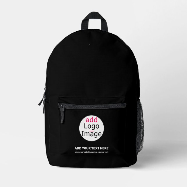 Professional Customisable Business Brand Black   Printed Backpack (Front)