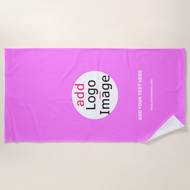 Professional Customisable Business Brand Deep Pink Beach Towel (Front)