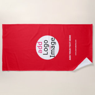 Professional Customisable Business Brand Vivid Red Beach Towel