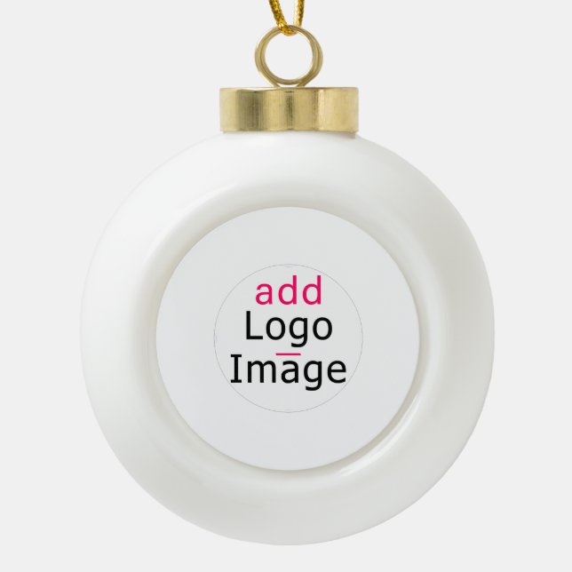 Professional Customisable Business Brand White Ceramic Ball Christmas Ornament (Front)