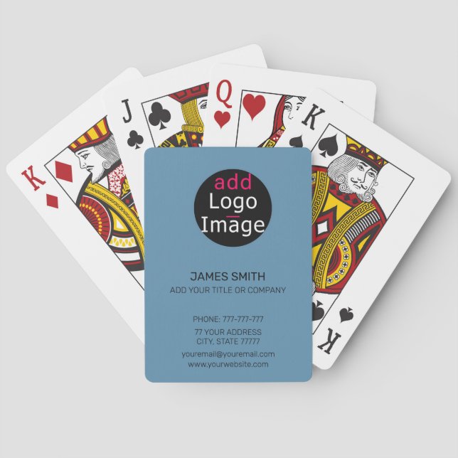Professional Customisable Business Chic Dusty Blue Playing Cards (Back)