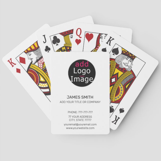 Professional Customisable Business Chic White Playing Cards (Back)