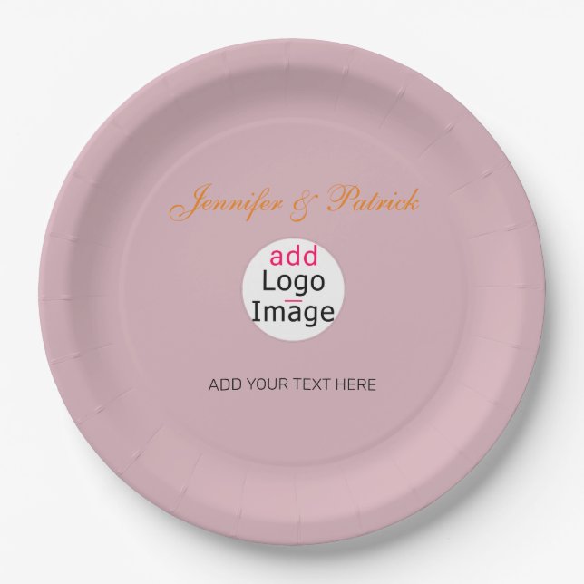 Professional Customisable Business Dusty Rose Hue  Paper Plate (Front)