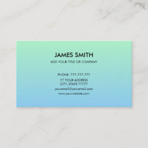 Professional Customisable Gradient Pale Green Blue Business Card