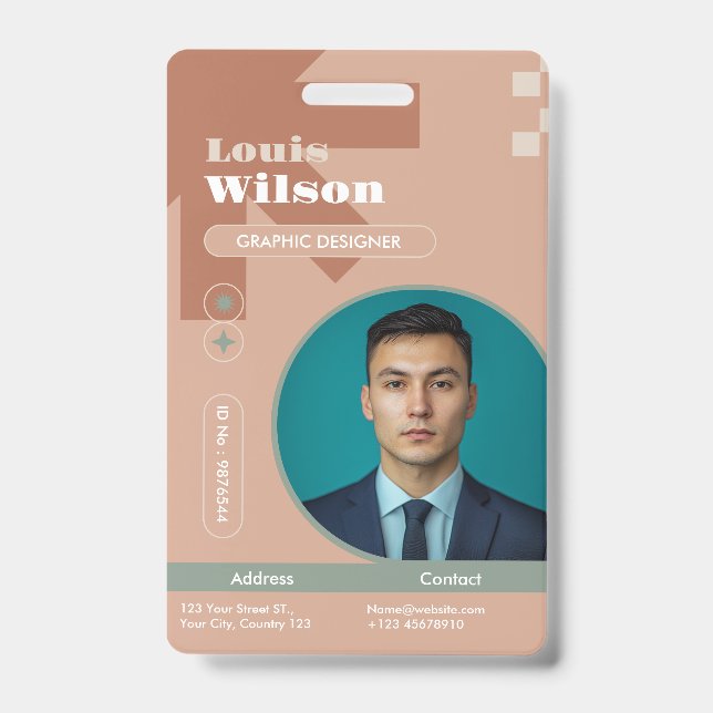 Professional Customisable Name & Barcode Staff  ID Badge (Front)