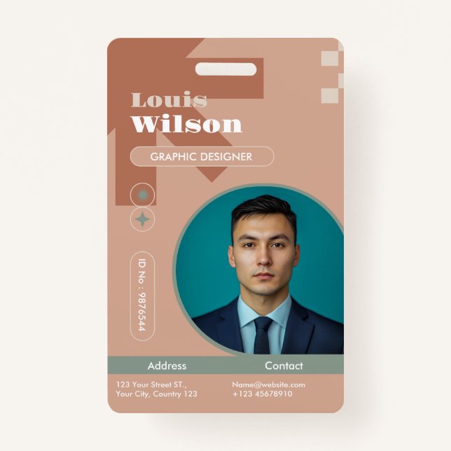 Professional Customisable Name & Barcode Staff  ID Badge (Front)