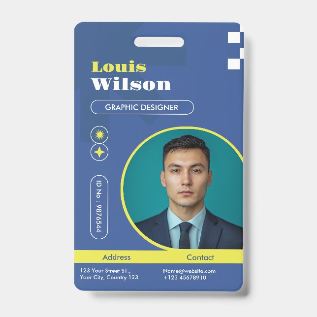 Professional Customisable Name & Barcode Staff  ID Badge (Front)