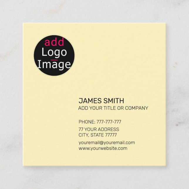 Professional Customisable Promotional Vanilla  Square Business Card (Front)