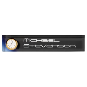 Professional Customise Text Nameplate with Clock