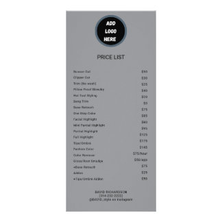 Professional Customised Logo  Price List  Rack Card