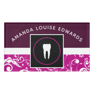 professional damask dentist office name tag