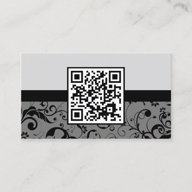 professional damask QR code Business Card (Front)