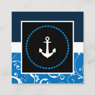 professional damask ship anchor square business card